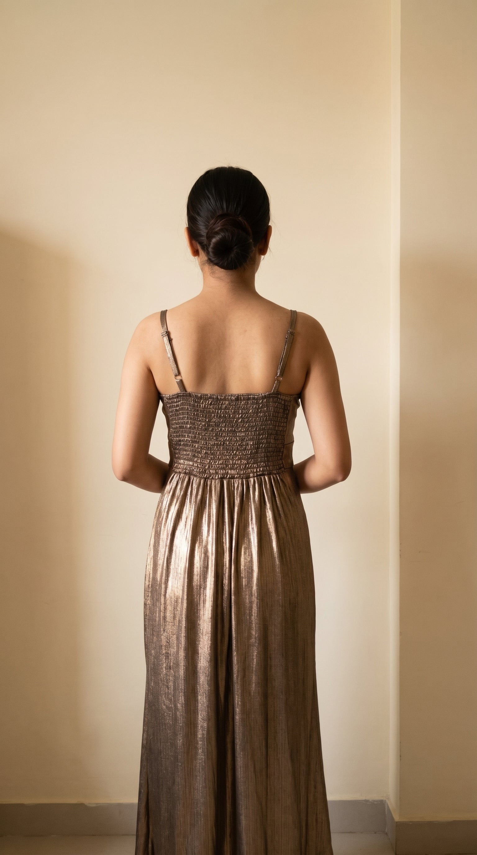 Golden Drape Wrap Maxi Dress