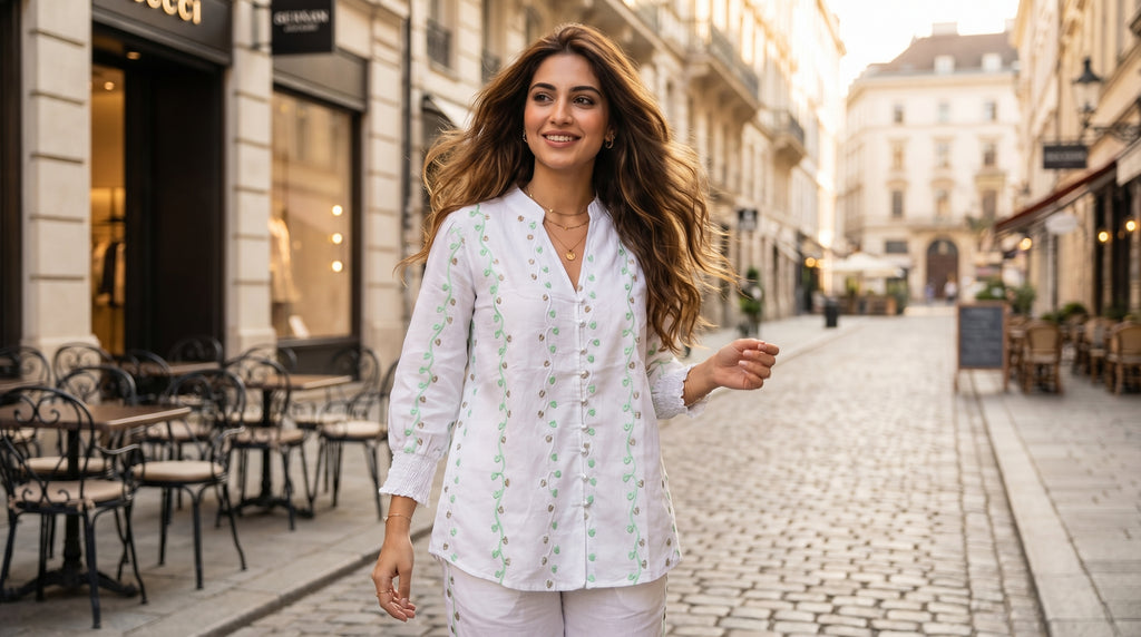 Ivory Bloom Embroidered Set