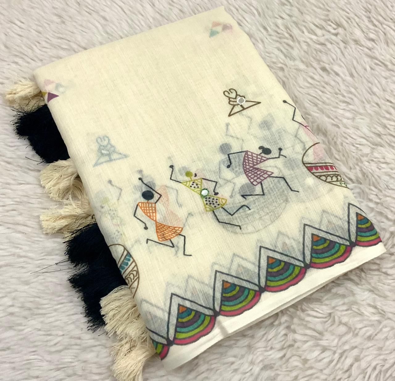 Ivory Warli Art Saree