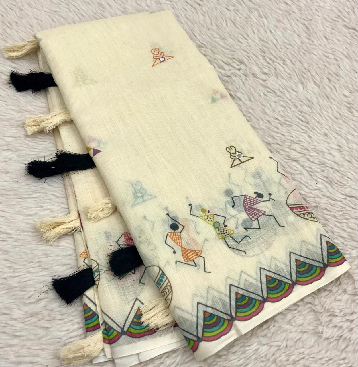 Ivory Warli Art Saree