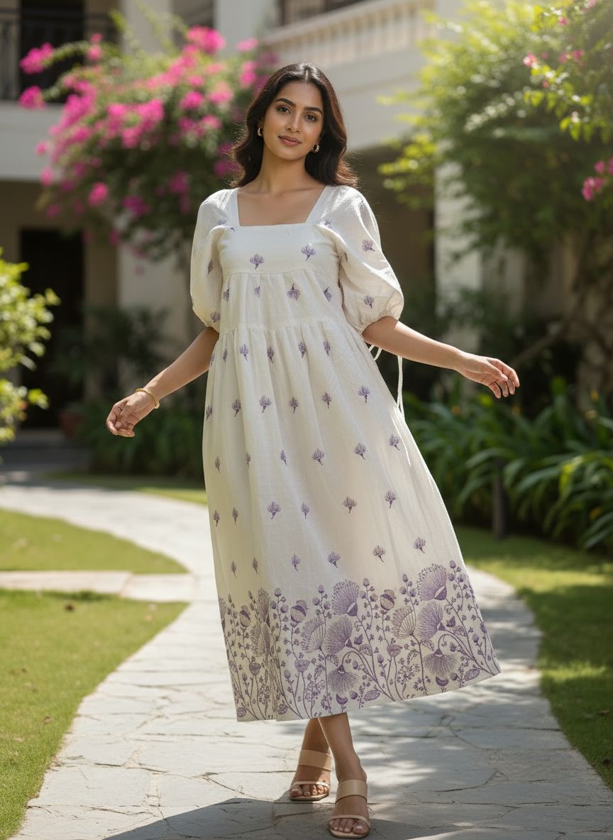 Ivory Bloom Midi Dress