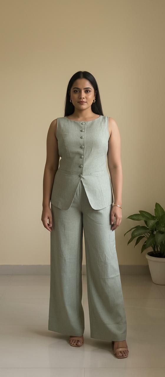 Sage Elegance Rayon Co-ord Set