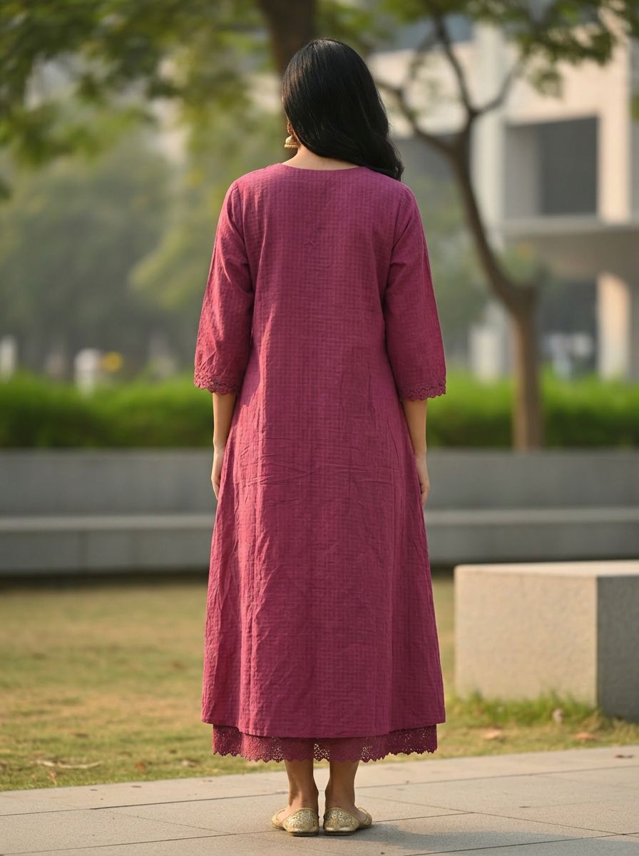 Rosewood Elegance A-Line Kurta Set