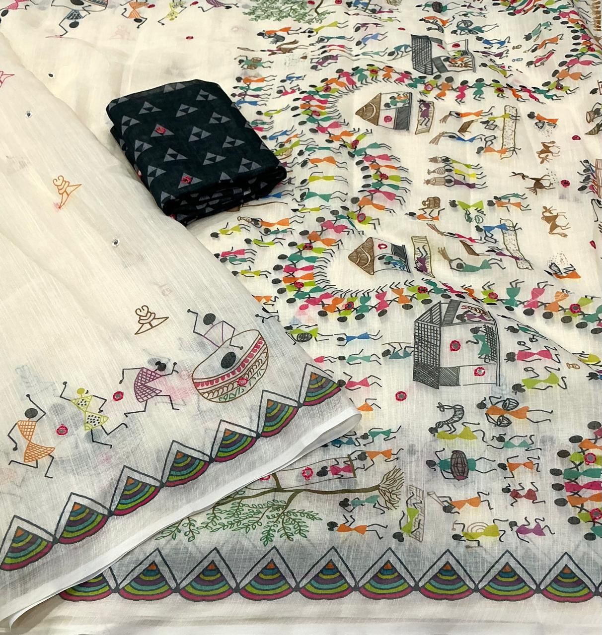 Ivory Warli Art Saree